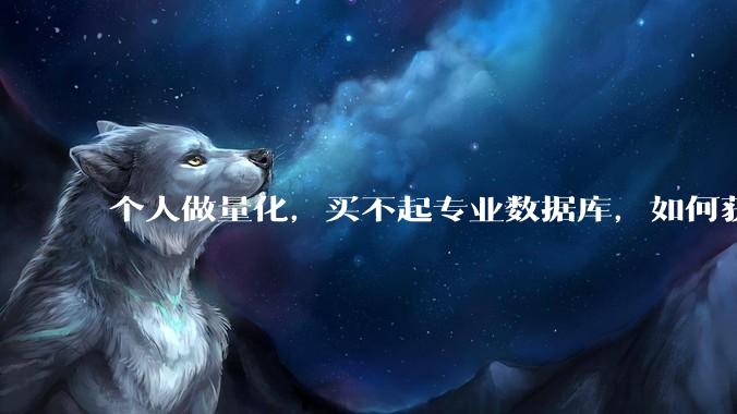 个人做量化，买不起专业数据库，如何获取 L2数据?
